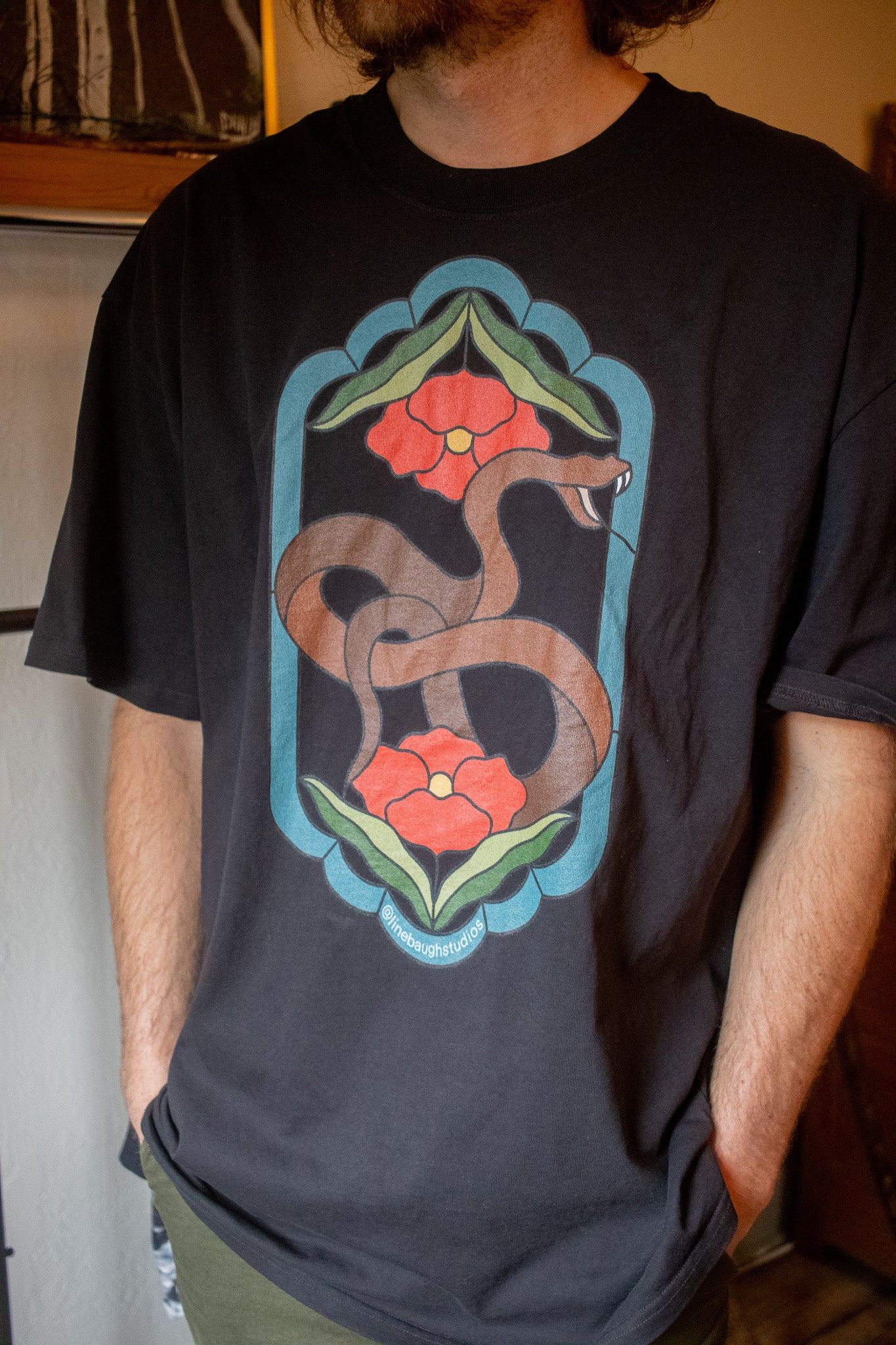 Snake Panel Oversized Faded T-Shirt