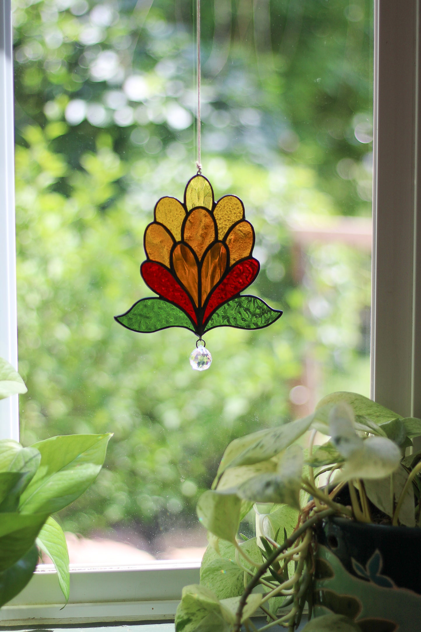 Amber Bubble Flower Sun Catcher