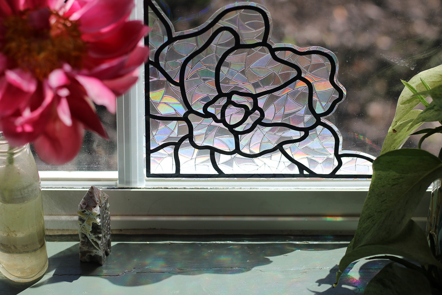 Peony Corner Window Cling