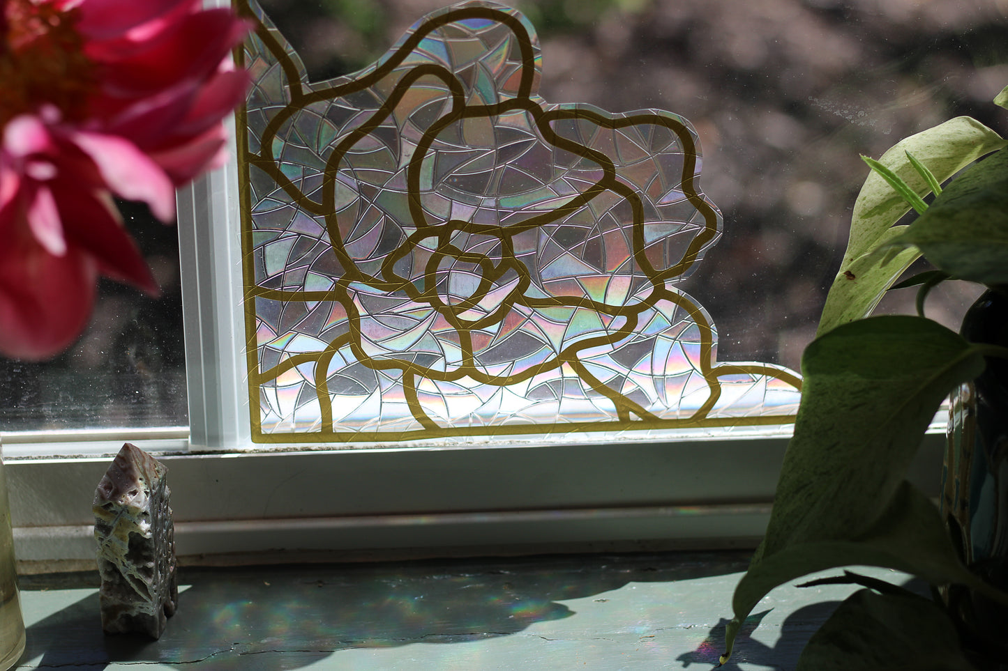Peony Corner Window Cling