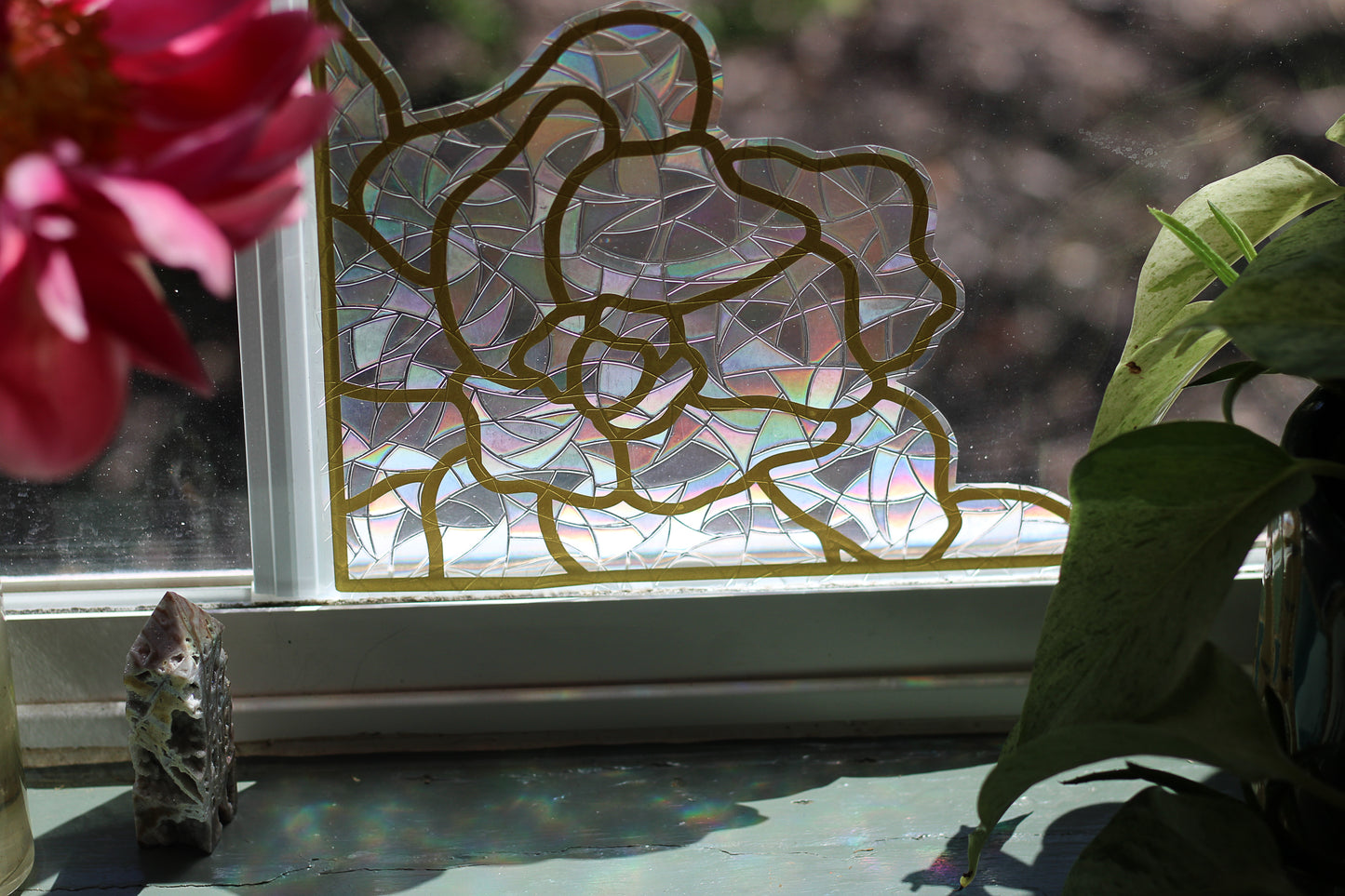 Peony Corner Window Cling