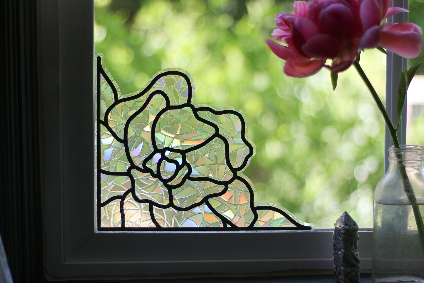 Peony Corner Window Cling