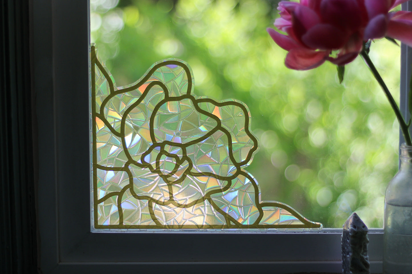 Peony Corner Window Cling