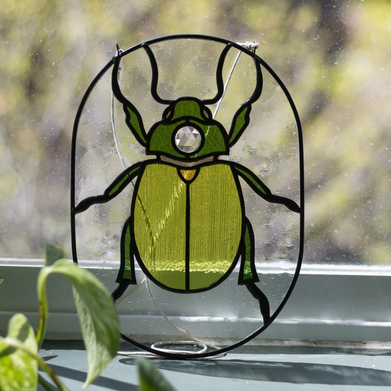 Stained good Glass Green Beetle