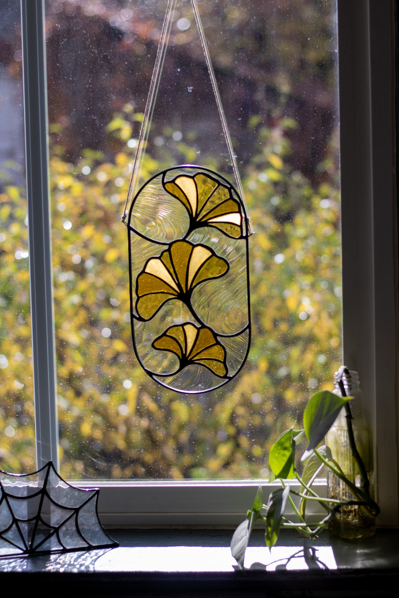 Yellow Ginkgo Leaves Suncatcher