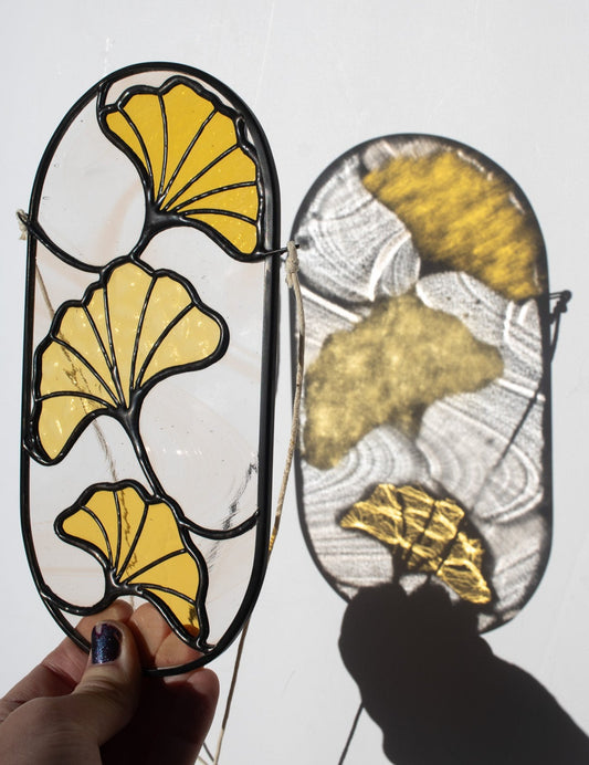Yellow Ginkgo Leaves Suncatcher