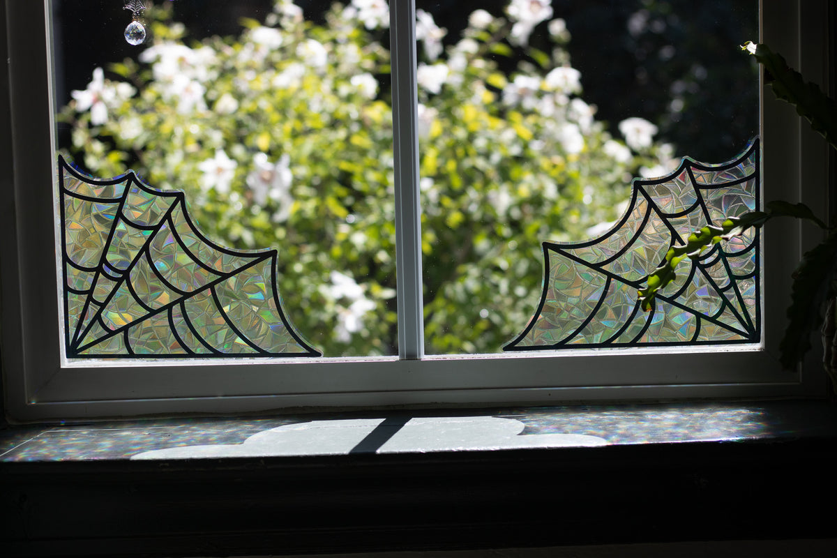 Spidered Window Spider Web Window Cling – Linebaugh Studios