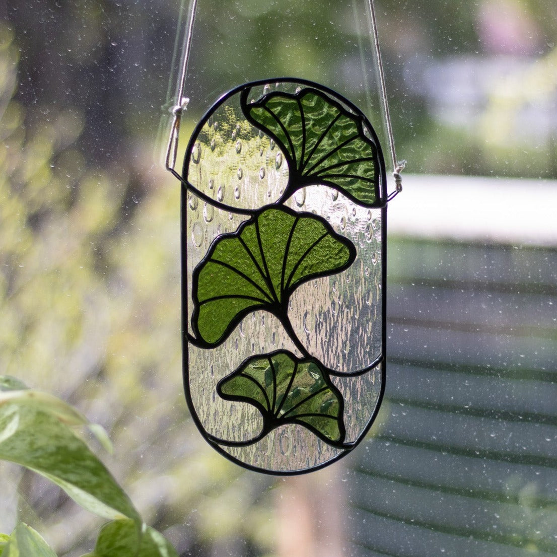 Green Ginkgo Leaves Suncatcher