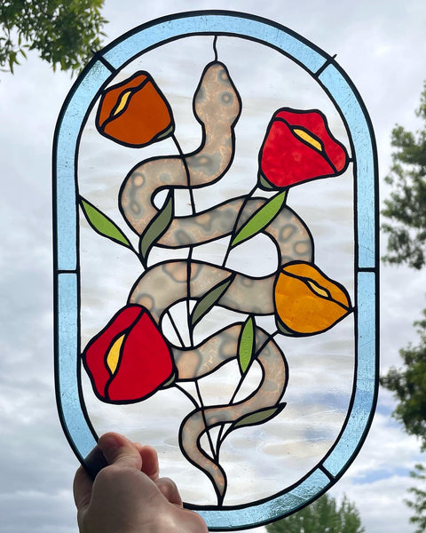 Snake in the Poppies Panel